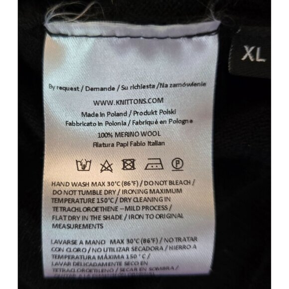 Black wool V-Neck Sweater Long Sleeve Pullover cottagecore whimsygoth - Picture 9 of 10